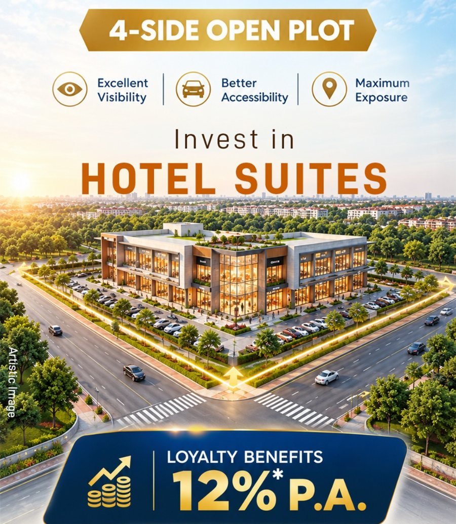 4-side open plot – invest in hotel suites with 12% p.a. loyalty benefit