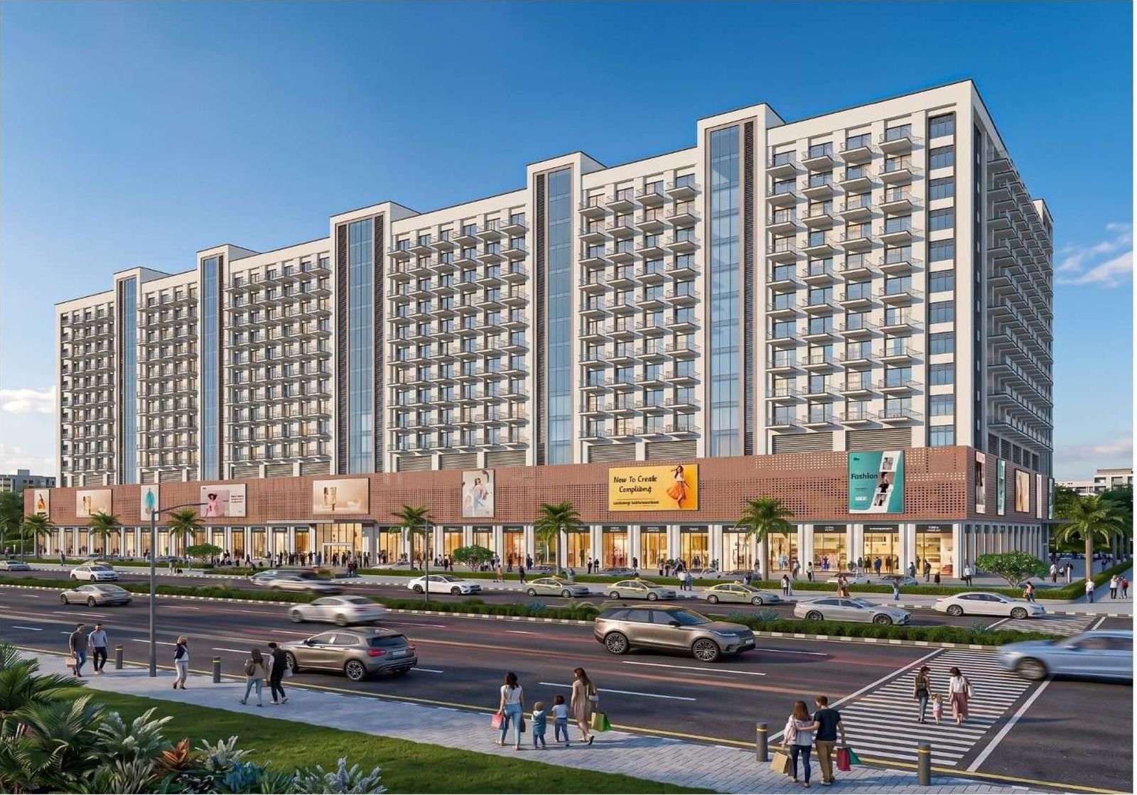 Centre Point Janakipuram day elevation showing retail frontage along the 24 m main road